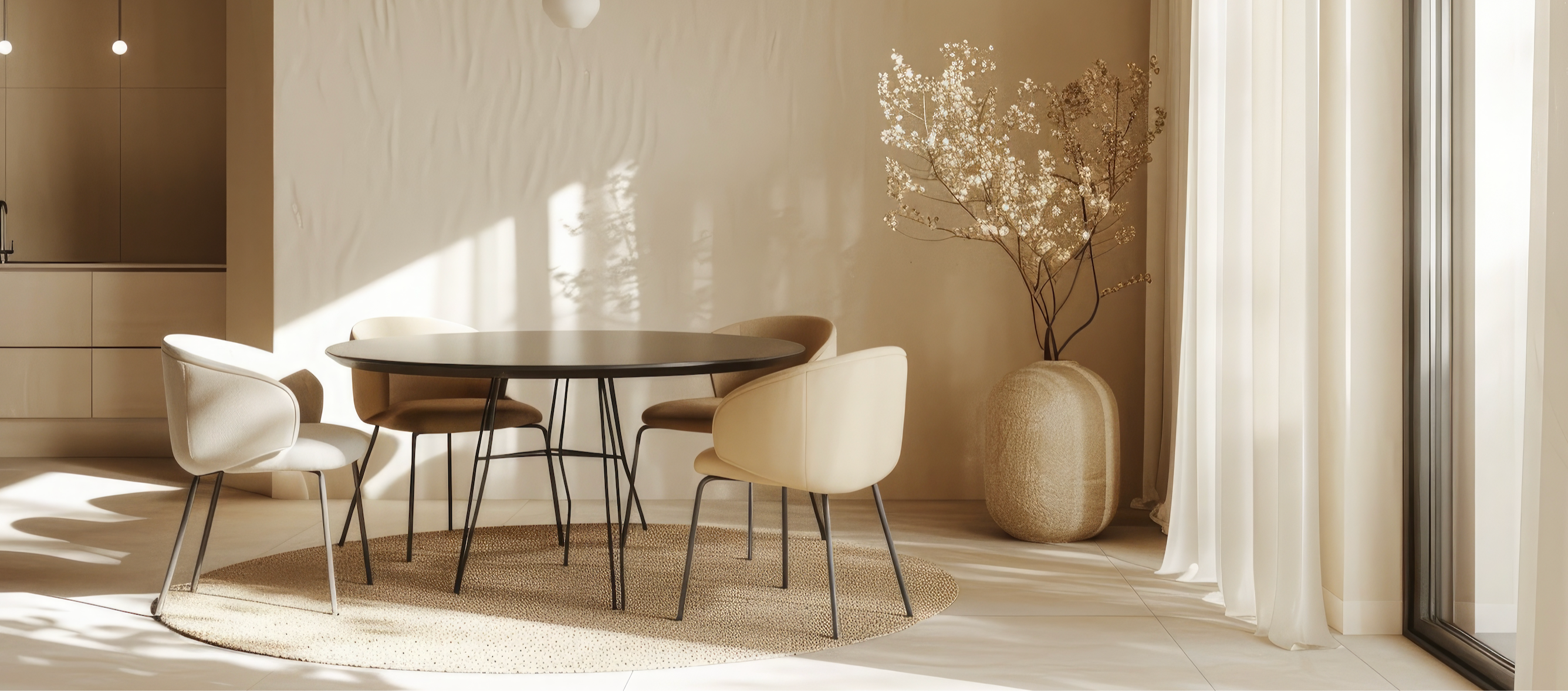Dining table with matching chairs