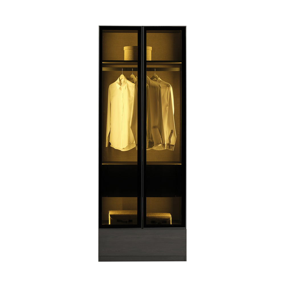 Moon 2 Door Glass Drawers Cabinet