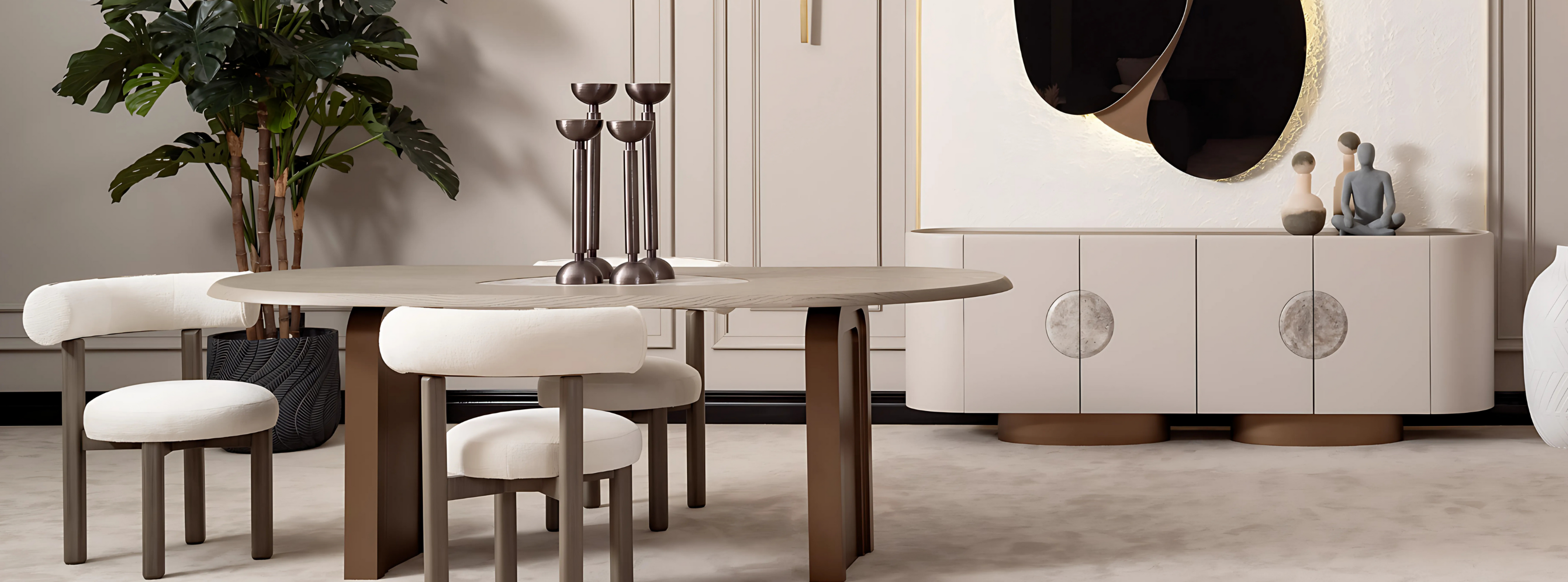 Wooden dining table with four matching chairs