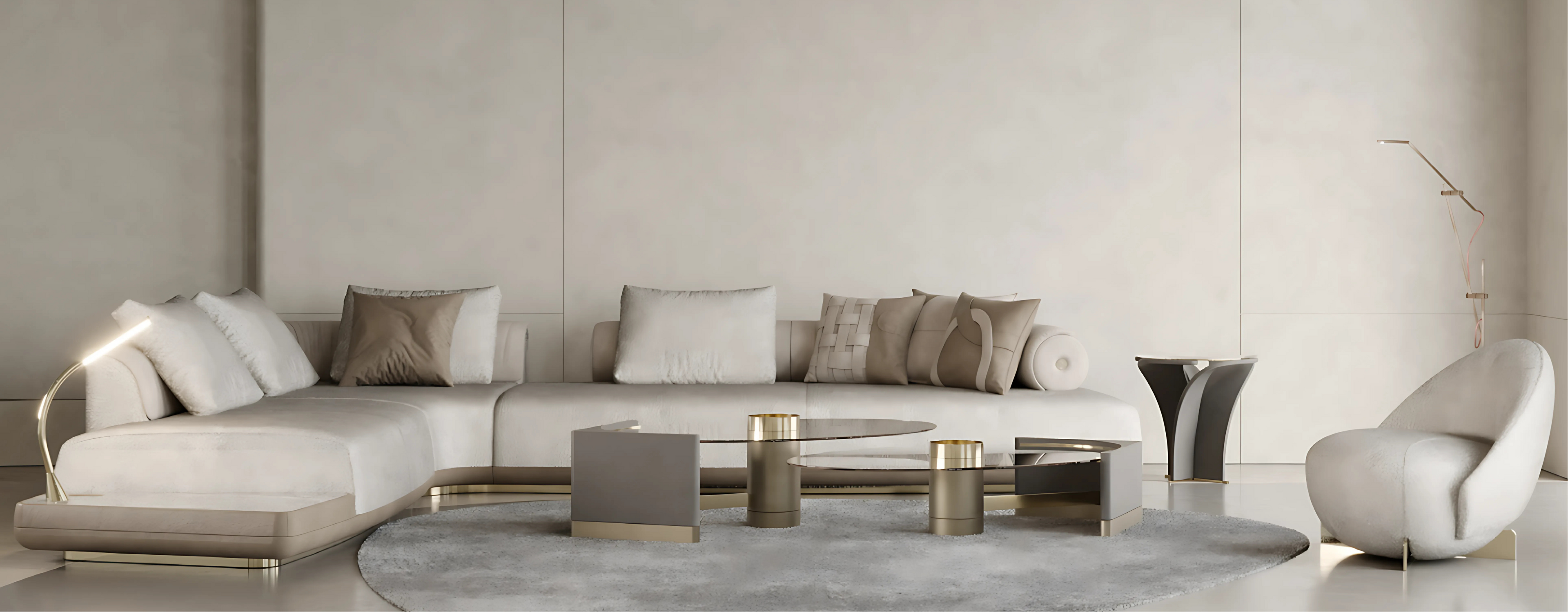 Light-filled living space with sectional sofa