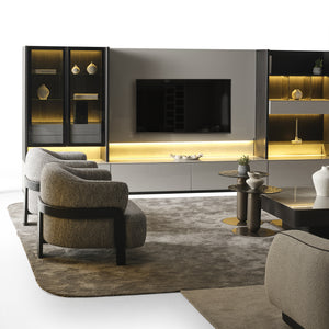Moon Tv Unit With Glass Door Block & Drawers With Shelf Block
