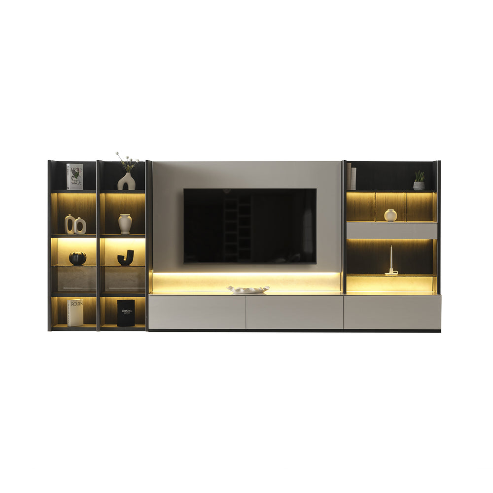 Moon Tv Unit With Drawers With Shelf Block & Book Shelf
