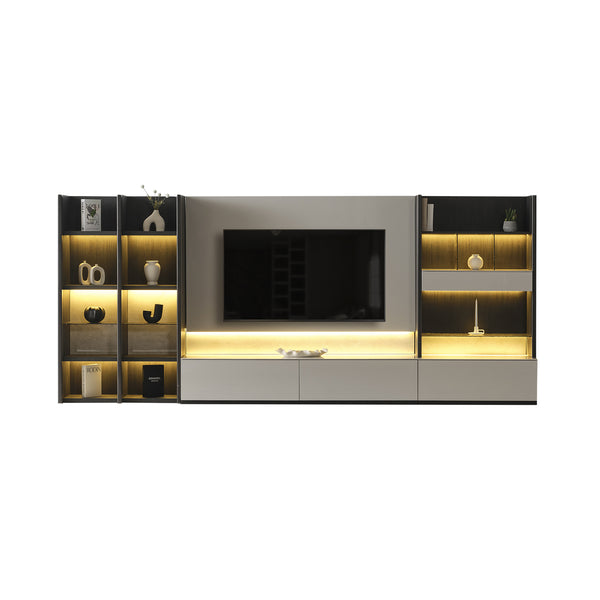 Moon Tv Unit With Drawers With Shelf Block & Book Shelf