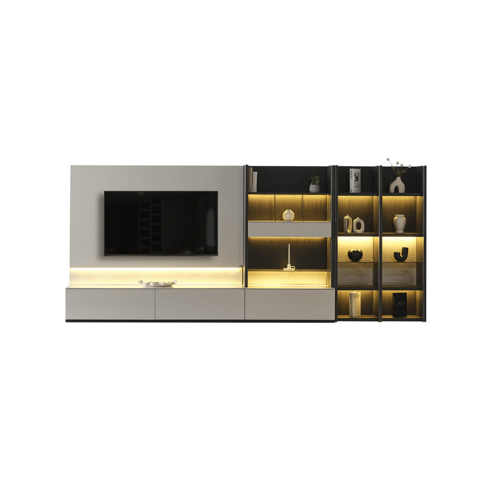 Moon Tv Unit With Drawers With Shelf Block & Book Shelf