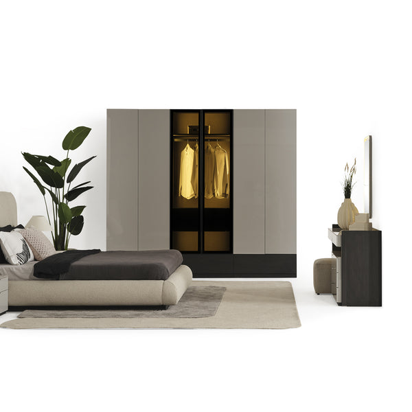 Moon 6 Door Wardrobe with Glass Drawers Cabinet