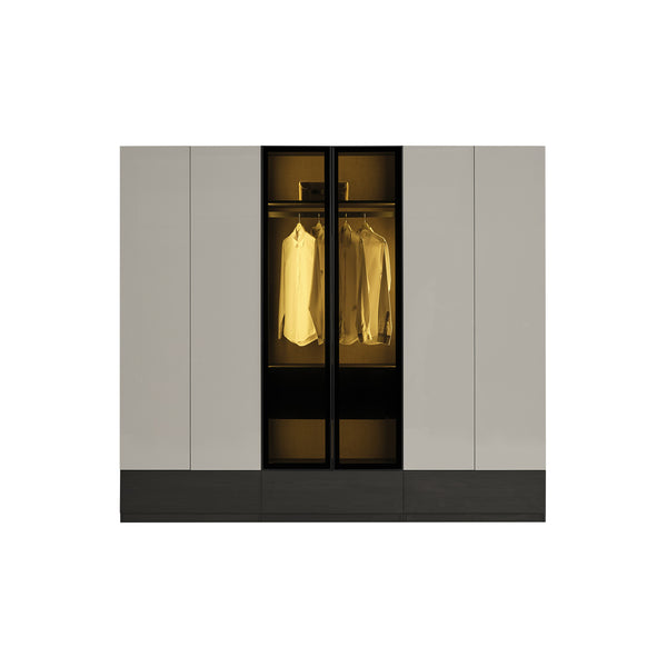 Moon 6 Door Wardrobe with Glass Drawers Cabinet