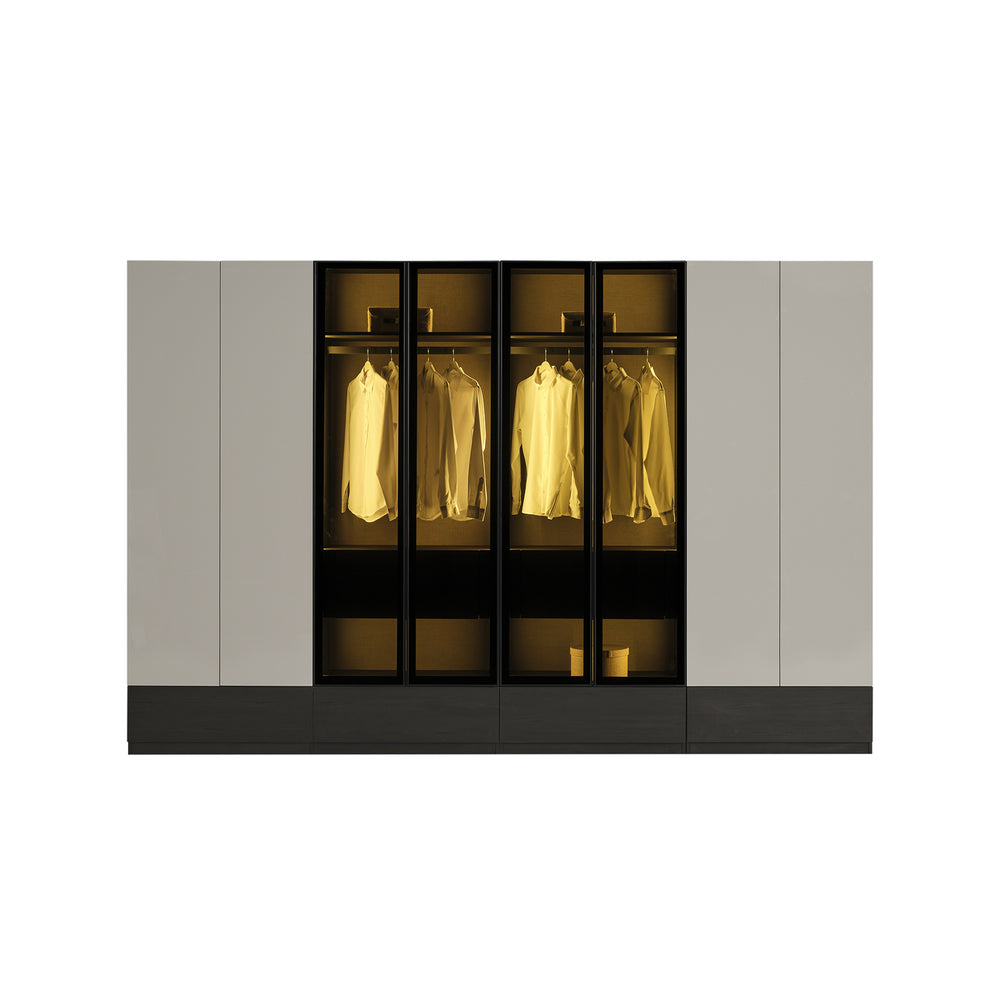 Moon 8 Door Wardrobe with Glass Drawers Cabinet