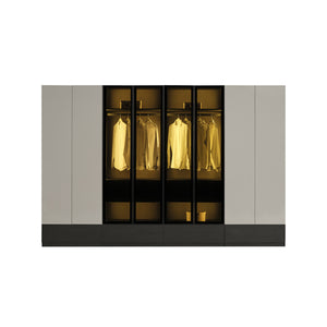 Moon 8 Door Wardrobe with Glass Drawers Cabinet