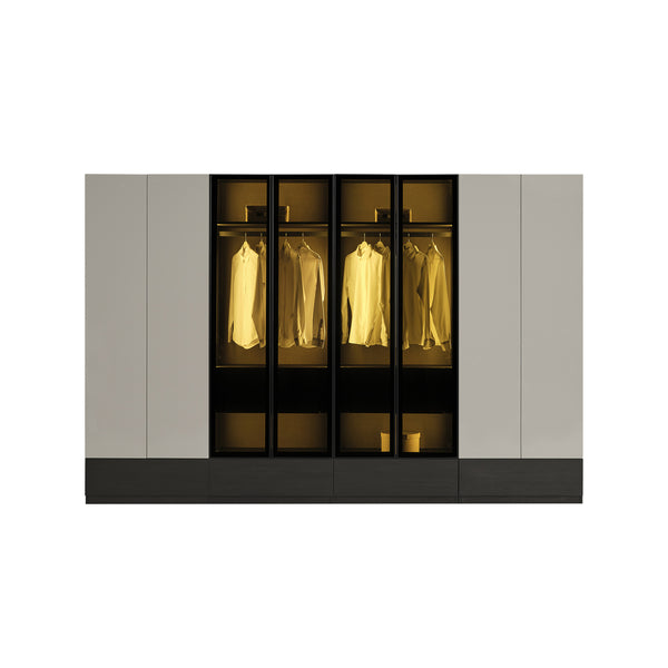Moon 8 Door Wardrobe with Glass Drawers Cabinet