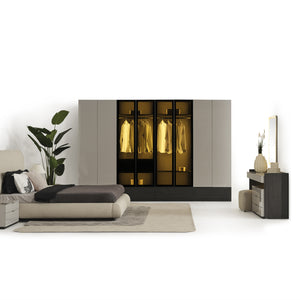 Moon 8 Door Wardrobe with Glass Drawers Cabinet