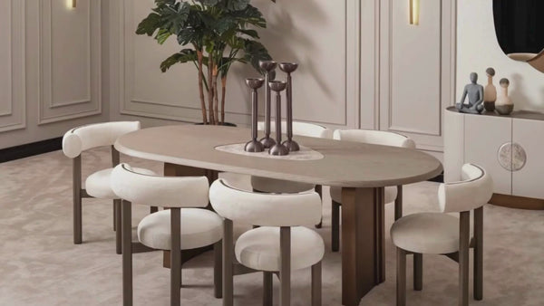 Wooden dining table with four matching chairs